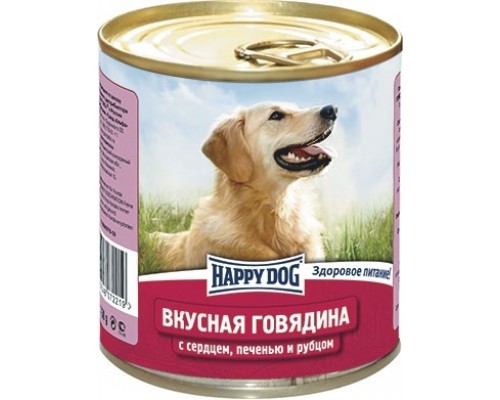 Happy dog консервы для собак с говядиной, сердцем, печенью и рубцом 750 г