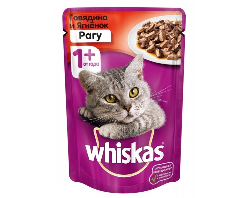 Whiskas влажный корм для кошек, рагу с говядиной и ягненком