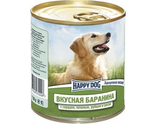 Happy dog консервы для собак с бараниной, сердцем, печенью, рубцом и рисом 750 г