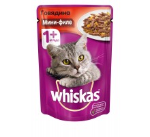 Whiskas влажный корм для кошек, мини-филе с говядиной