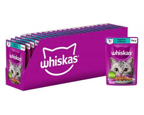 Whiskas влажный корм для кошек, рагу с индейкой и кроликом