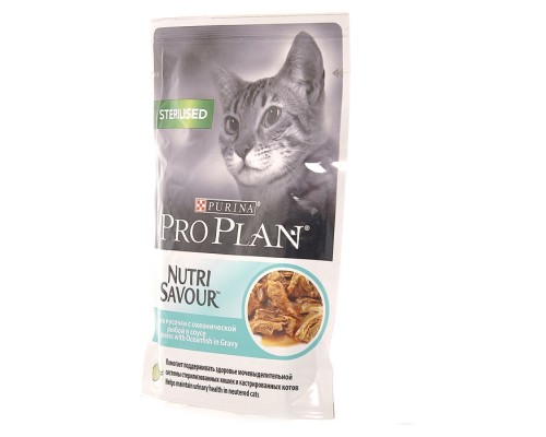 Purina Pro Plan (паучи)  Nutri Savour для взрослых стерилизованных кошек и кастрированных котов, с океанической рыбой в соусе