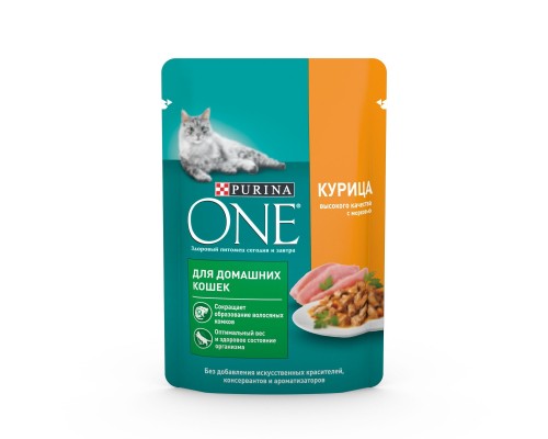 Purina One паучи с курицей и морковью для домашних кошек