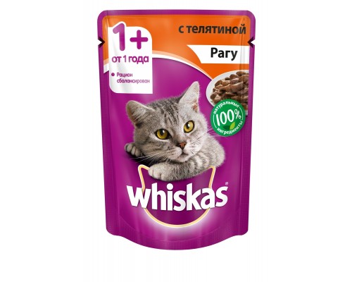 Whiskas влажный корм для кошек, рагу с телятиной