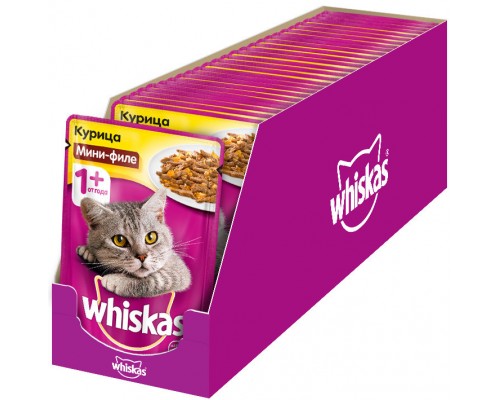 Whiskas влажный корм для кошек мини-филе с курицей