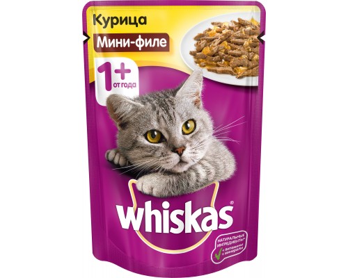 Whiskas влажный корм для кошек мини-филе с курицей