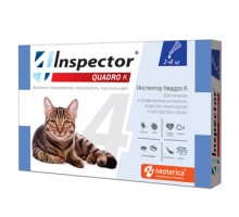 Inspector  Quadro капли на холку для кошек 1-4 кг, от глистов, насекомых, клещей 0,4 мл