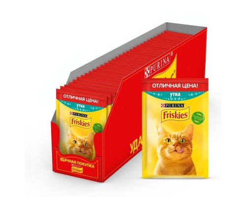 Friskies  для взрослых кошек, с уткой в подливе