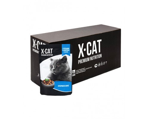 X-CAT влажный корм с сельдью и форелью в соусе для кошек