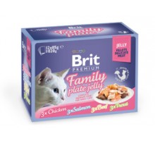 Brit набор паучей Premium для кошек: Кусочки в желе (12?85г )