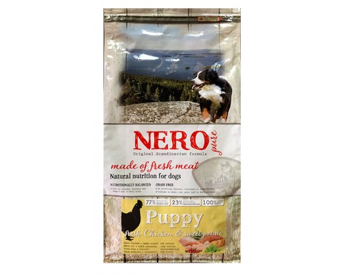 Корм Nero Pure беззерновой корм для щенков со свежим мясом курицы, бататом и фруктами 2,5 кг