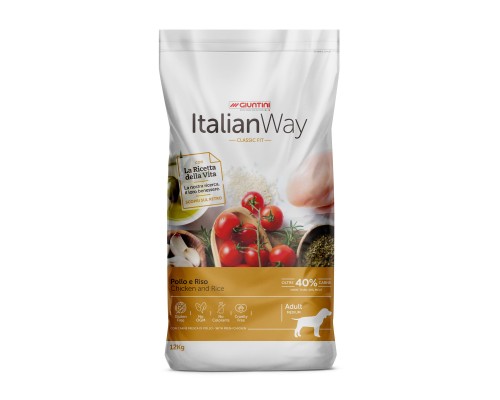 Корм Italian Way  безглютеновый, для собак, с курицей и рисом 12 кг