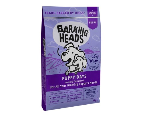 Корм Barking Heads для щенков, с лососем и курицей "Щенячьи деньки" 6 кг