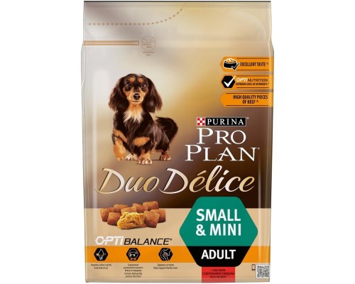 Корм Purina Pro Plan  Duo Delice для взрослых собак мелких и карликовых пород, с высоким содержанием говядины 2,5 кг