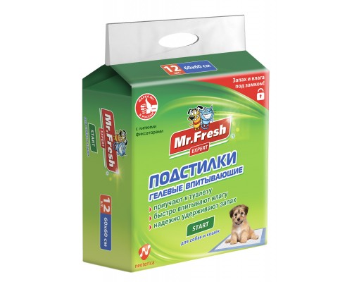 Mr.Fresh подстилка-пеленка для кошек и собак Expert  Start, впитывающая, 90 см*60 см, 8 шт. F506 90*60 см