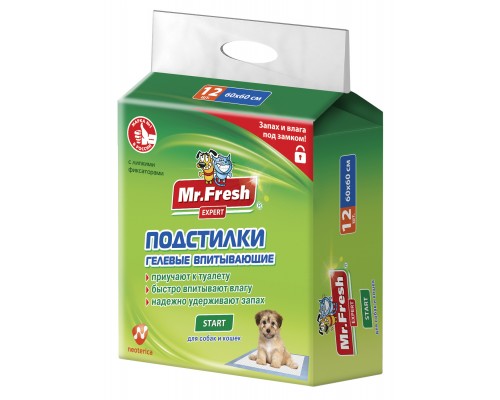 Mr.Fresh подстилка-пеленка для кошек и собак Expert  Start, впитывающая, 90 см*60 см, 8 шт. F506 90*60 см