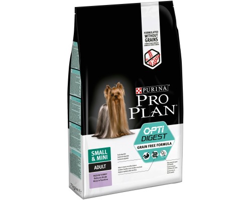 Корм Purina Pro Plan  Grain Free Formula (беззерновой) для взрослых собак мелких и карликовых пород с чувствительным пищеварением, с высоким содержанием индейки 700 г