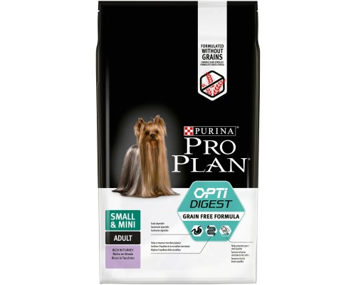 Корм Purina Pro Plan  Grain Free Formula (беззерновой) для взрослых собак мелких и карликовых пород с чувствительным пищеварением, с высоким содержанием индейки 700 г