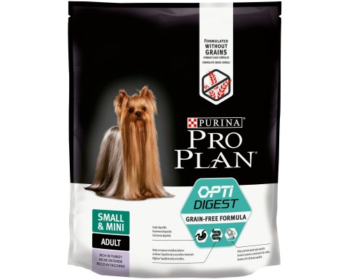 Корм Purina Pro Plan  Grain Free Formula (беззерновой) для взрослых собак мелких и карликовых пород с чувствительным пищеварением, с высоким содержанием индейки 2,5 кг