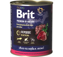 Brit  Premium by Nature консервы с сердцем и печенью для собак 850 г