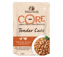 Wellness CORE  Tender Cuts паучи из курицы с индейкой в виде нарезки в соусе для кошек