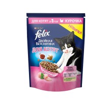 Корм Felix сухой корм Двойная Вкуснятина® для котят до года, с курочкой 600 г