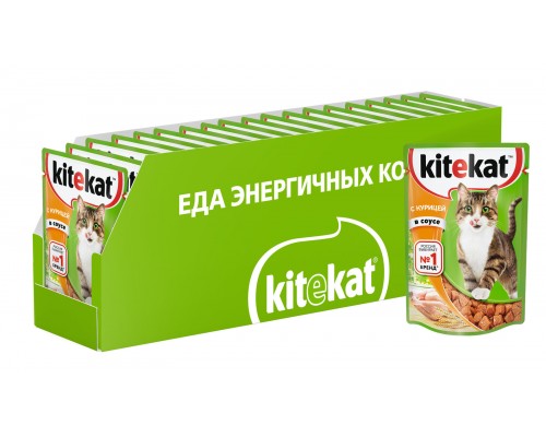 Kitekat влажный корм для кошек, c курицей в соусе