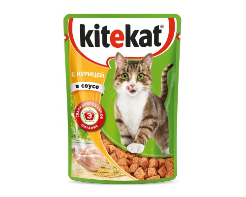 Kitekat влажный корм для кошек, c курицей в соусе