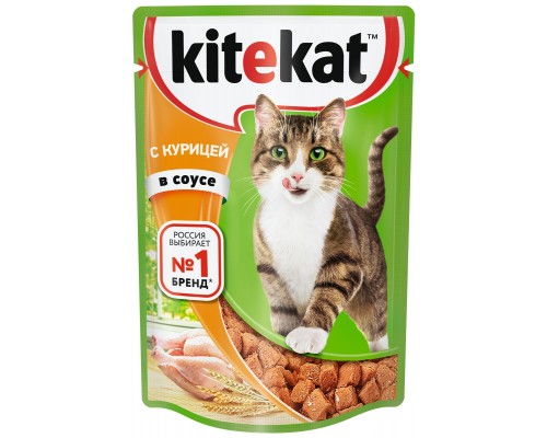 Kitekat влажный корм для кошек, c курицей в соусе