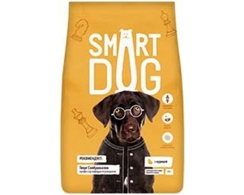 Корм Smart Dog для взрослых собак крупных пород, с курицей 12 кг