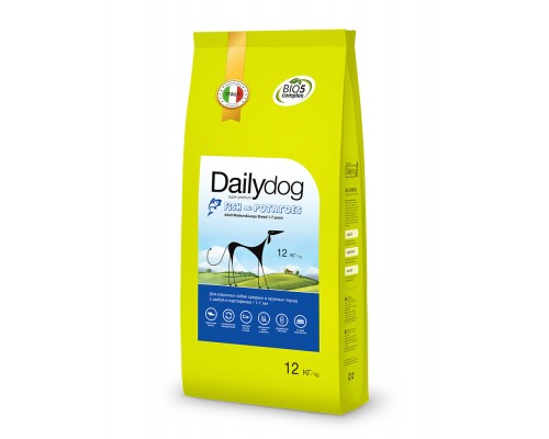 DailyDog для собак средних и крупных пород с рыбой и картофелем 12 кг