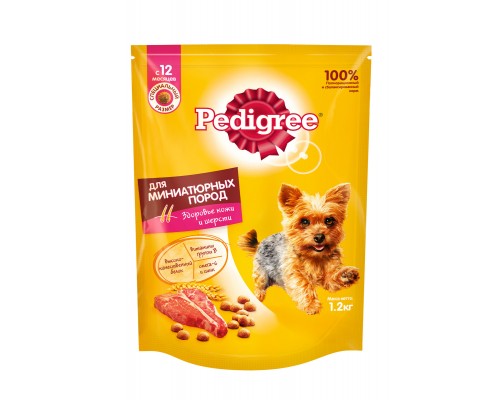 Корм Pedigree сухой корм для взрослых собак миниатюрных пород, с говядиной 1,2 кг