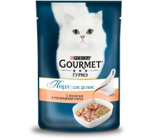 Gourmet влажный корм Перл Соус Де-люкс для кошек, с лососем в роскошном соусе