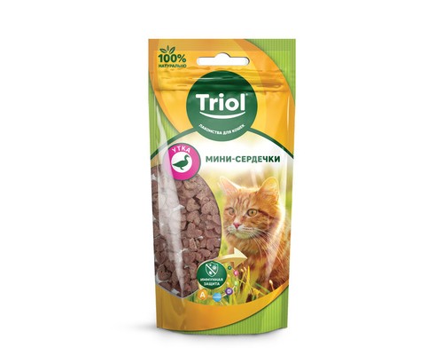 Triol (лакомства) мини-сердечки из утки для кошек 40 г