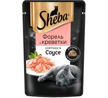 Sheba паучи для кошек "Ломтики в соусе с форелью и креветками", 75г