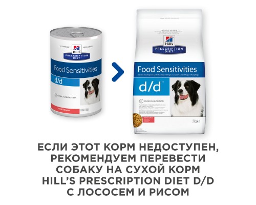 Hill's вет.консервы  Prescription Diet d/d Food Sensitivities, влажный диетический корм для собак при пищевой аллергии, с лососем 370 г