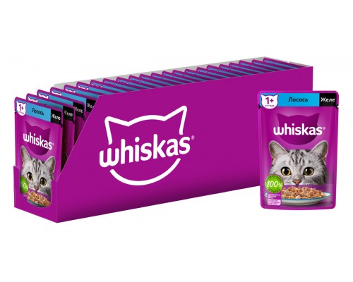 Whiskas влажный корм для кошек, желе с лососем