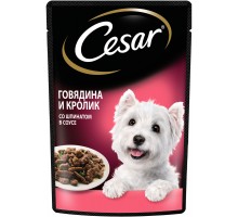 Cesar влажный корм для взрослых собак, говядина и кролик в соусе со шпинатом 85 г