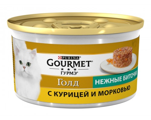 Gourmet влажный корм Gourmet Голд Нежные биточки для кошек, с курицей и морковью