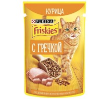 Friskies влажный корм для взрослых кошек, с курицей и гречкой в подливе