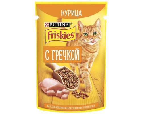 Friskies влажный корм для взрослых кошек, с курицей и гречкой в подливе