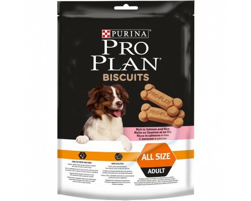 Purina Pro Plan печенье для взрослых собак, с высоким содержанием лосося и риса 175 г