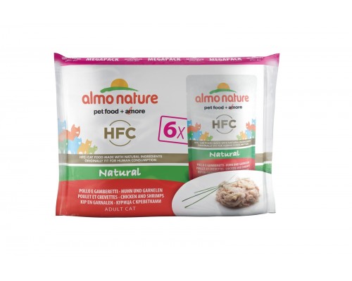 Almo Nature (консервы) набор паучей с курицей и креветками для кошек (6x55 гр)