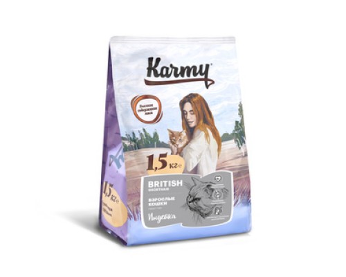 Корм Karmy сухой корм для взрослых кошек старше 1 года породы британская короткошерстная