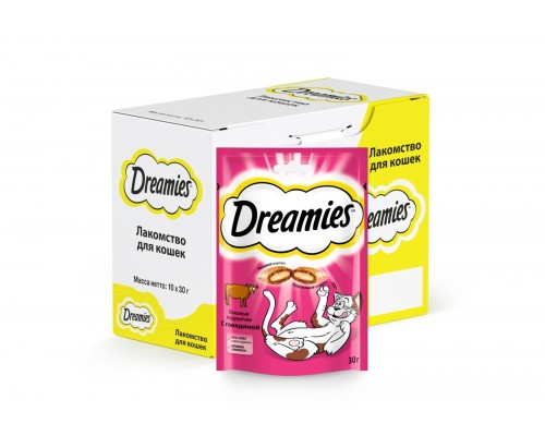 Dreamies лакомство для кошек Dreamies лакомые подушечки с говядиной 30 г