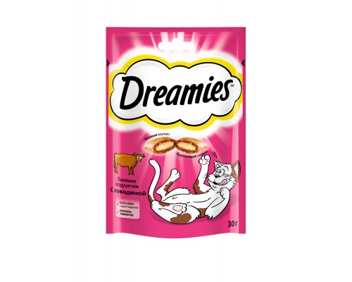 Dreamies лакомство для кошек Dreamies лакомые подушечки с говядиной 30 г