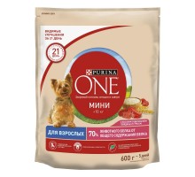 Корм Purina One для собак мелких пород с активным образом жизни, с высоким содержанием говядины и с рисом 600 г