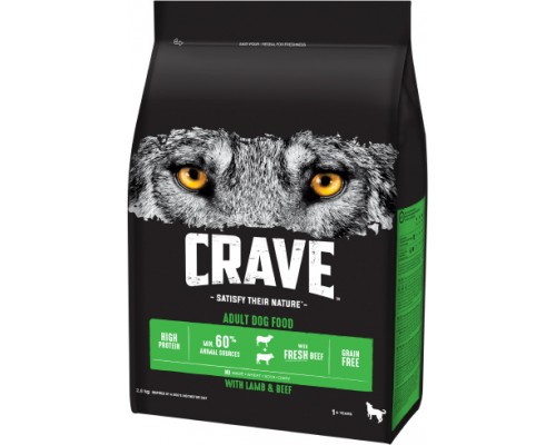 Корм Crave сухой корм для взрослых собак, с говядиной и ягненком 2,8 кг