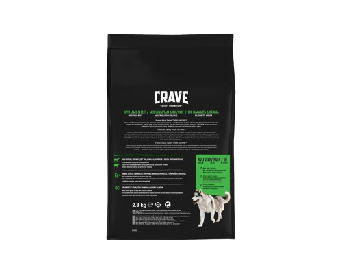 Корм Crave сухой корм для взрослых собак, с говядиной и ягненком 2,8 кг