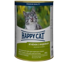 Happy cat кусочки в желе для кошек с ягненком и индейкой